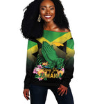 Personalized Jamaica Off Shoulder Sweater Stay Strong - Stay Safe - African Pride
