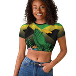 Personalized Jamaica Raglan Cropped T shirt Stay Strong - Stay Safe - African Pride