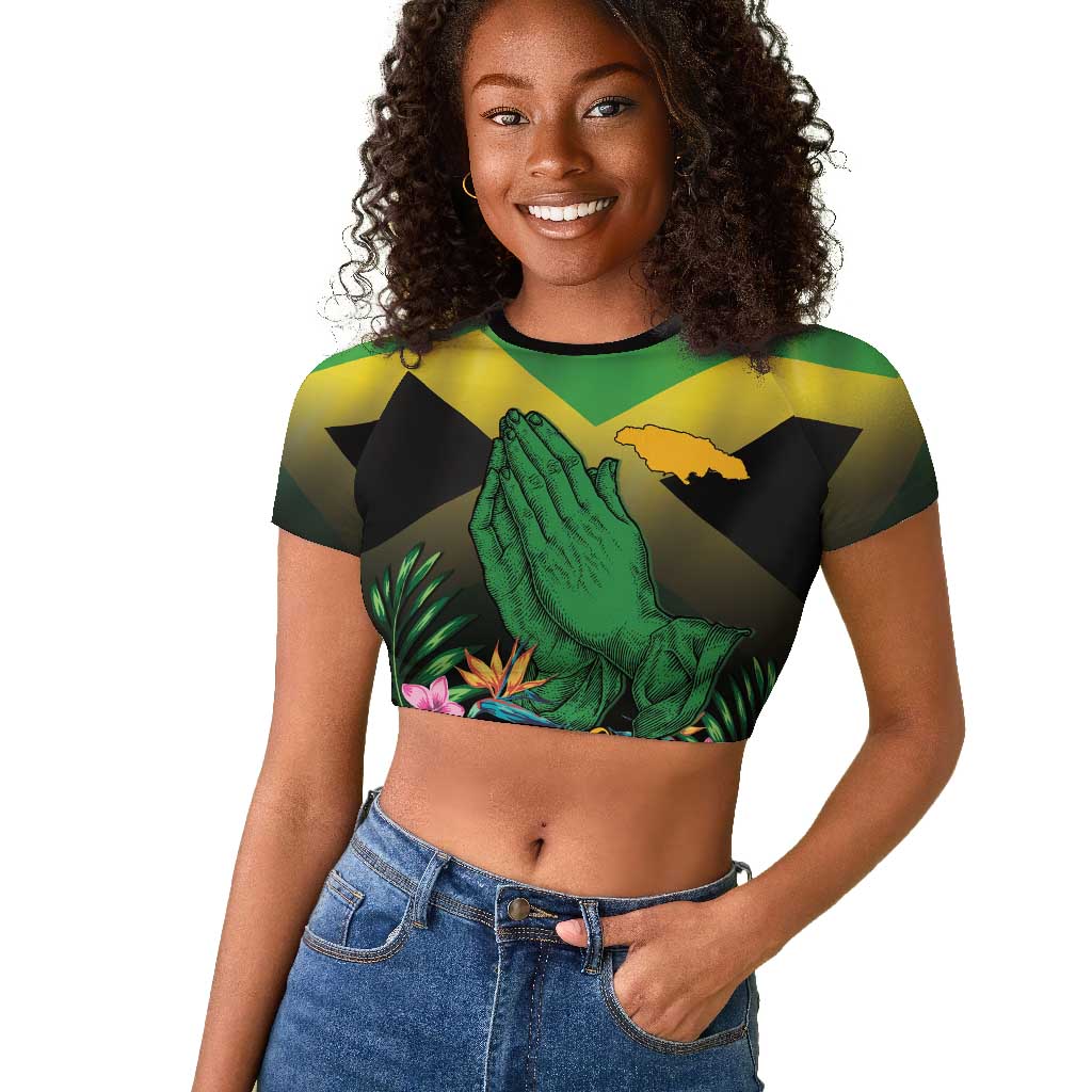 Personalized Jamaica Raglan Cropped T shirt Stay Strong - Stay Safe - African Pride