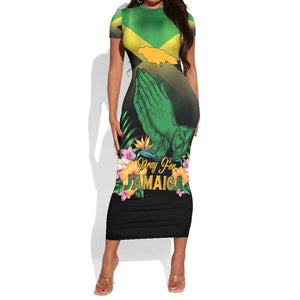 Personalized Jamaica Short Sleeve Bodycon Dress Stay Strong - Stay Safe - African Pride