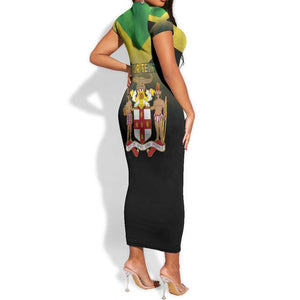 Personalized Jamaica Short Sleeve Bodycon Dress Stay Strong - Stay Safe - African Pride