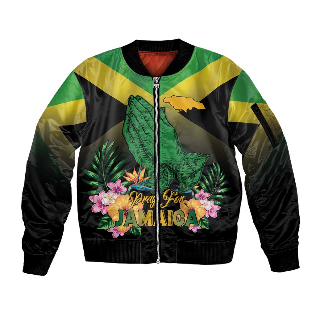 Personalized Jamaica Sleeve Zip Bomber Jacket Stay Strong - Stay Safe - African Pride