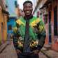 Personalized Jamaica Sleeve Zip Bomber Jacket Stay Strong - Stay Safe - African Pride