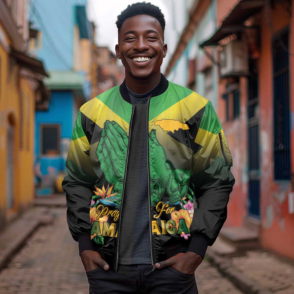 Personalized Jamaica Sleeve Zip Bomber Jacket Stay Strong - Stay Safe - African Pride