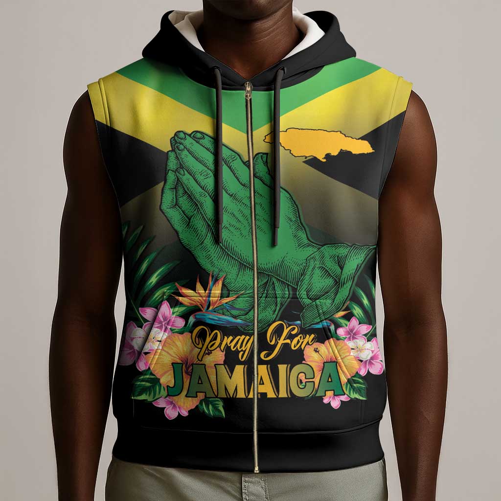 Personalized Jamaica Sleeveless Zip Hoodie Stay Strong - Stay Safe - African Pride