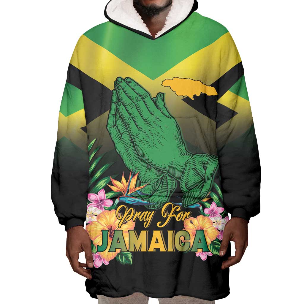 Personalized Jamaica Wearable Blanket Hoodie Stay Strong - Stay Safe - African Pride
