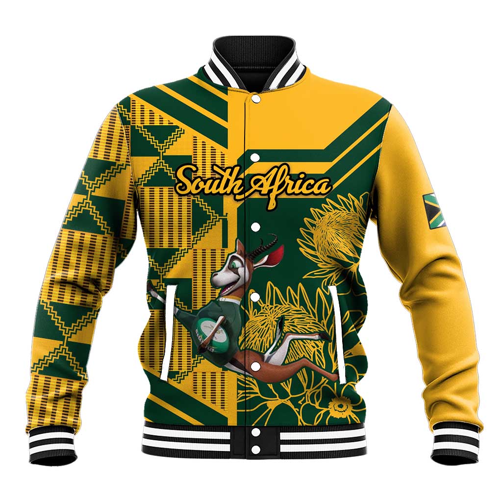 Custom South Africa Rugby Baseball Jacket Springboks With Protea Cynaroides LT18
