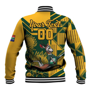 Custom South Africa Rugby Baseball Jacket Springboks With Protea Cynaroides LT18