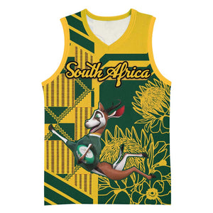Custom South Africa Rugby Basketball Jersey Springboks With Protea Cynaroides - African Pride