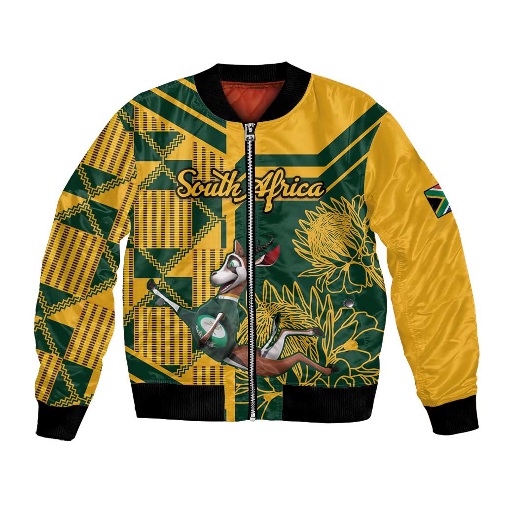 Custom South Africa Rugby Bomber Jacket Springboks With Protea Cynaroides