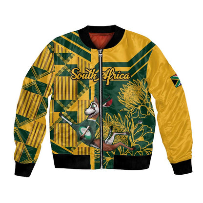 Custom South Africa Rugby Bomber Jacket Springboks With Protea Cynaroides