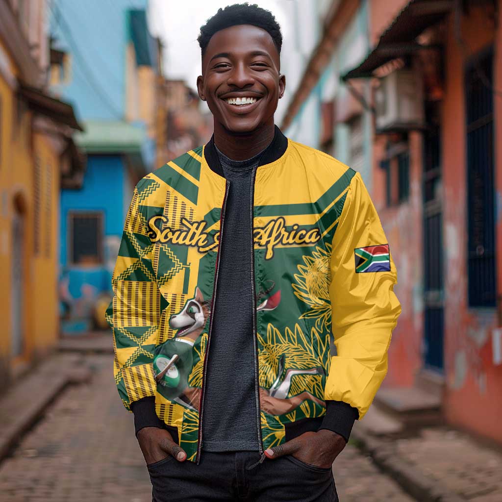 Custom South Africa Rugby Bomber Jacket Springboks With Protea Cynaroides