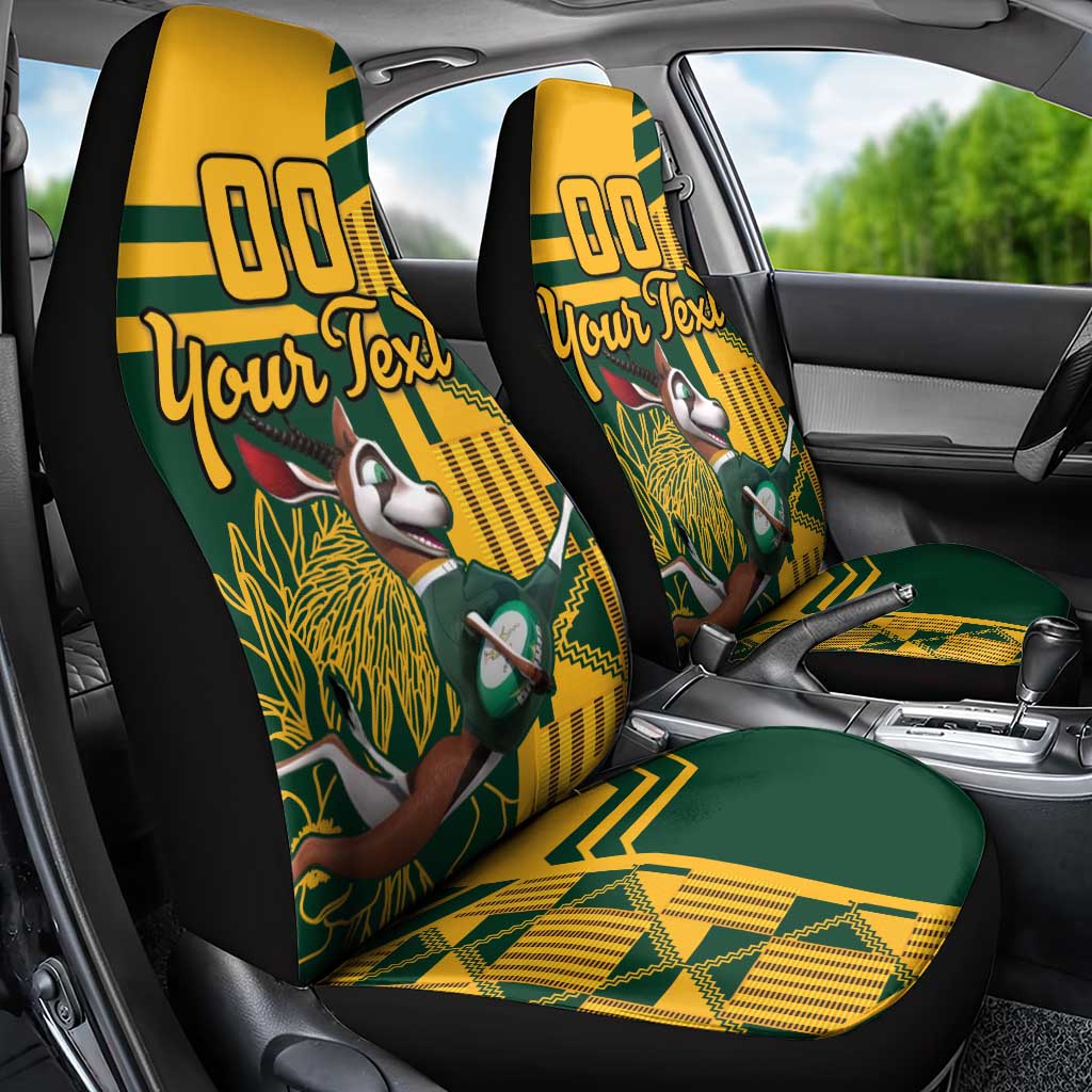 Custom South Africa Rugby Car Seat Cover Springboks With Protea Cynaroides