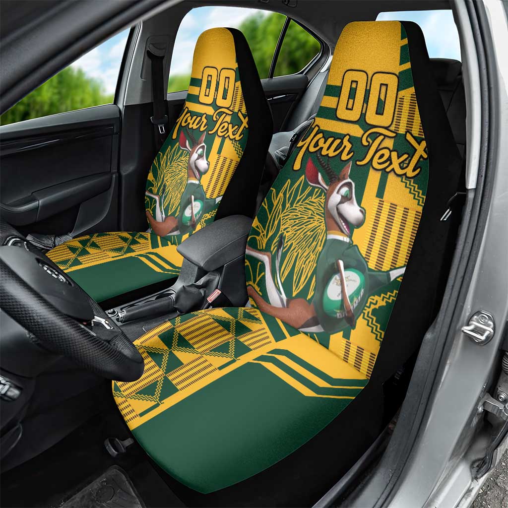 Custom South Africa Rugby Car Seat Cover Springboks With Protea Cynaroides