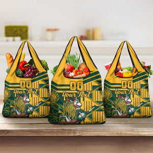 Custom South Africa Rugby Grocery Bag Springboks With Protea Cynaroides