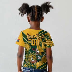 Custom South Africa Rugby Kid T shirt Springboks With Protea Cynaroides