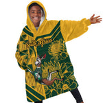 Custom South Africa Rugby KId Wearable Blanket Hoodie Springboks With Protea Cynaroides