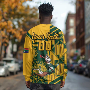 Custom South Africa Rugby Long Sleeve Shirt Springboks With Protea Cynaroides LT18