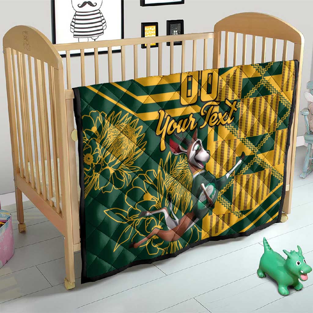 Custom South Africa Rugby Quilt Springboks With Protea Cynaroides
