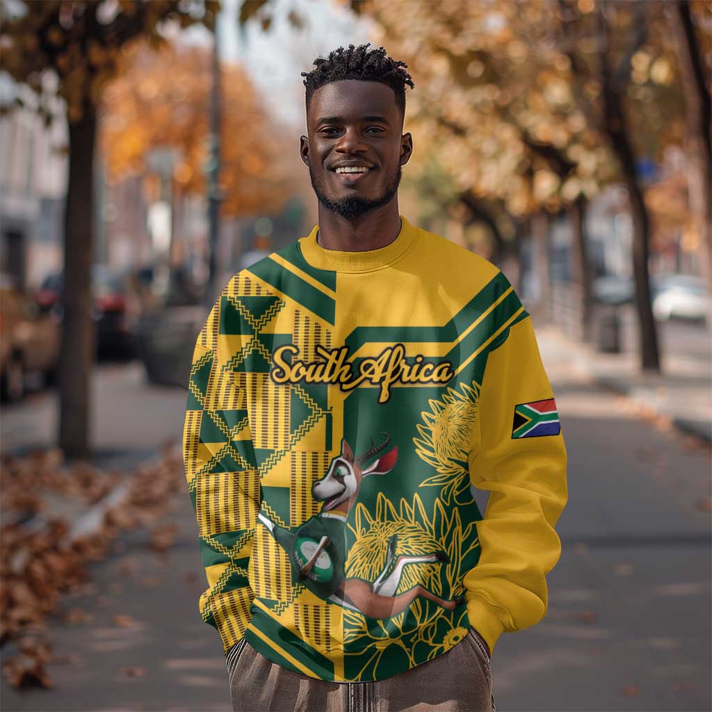 Custom South Africa Rugby Sweatshirt Springboks With Protea Cynaroides