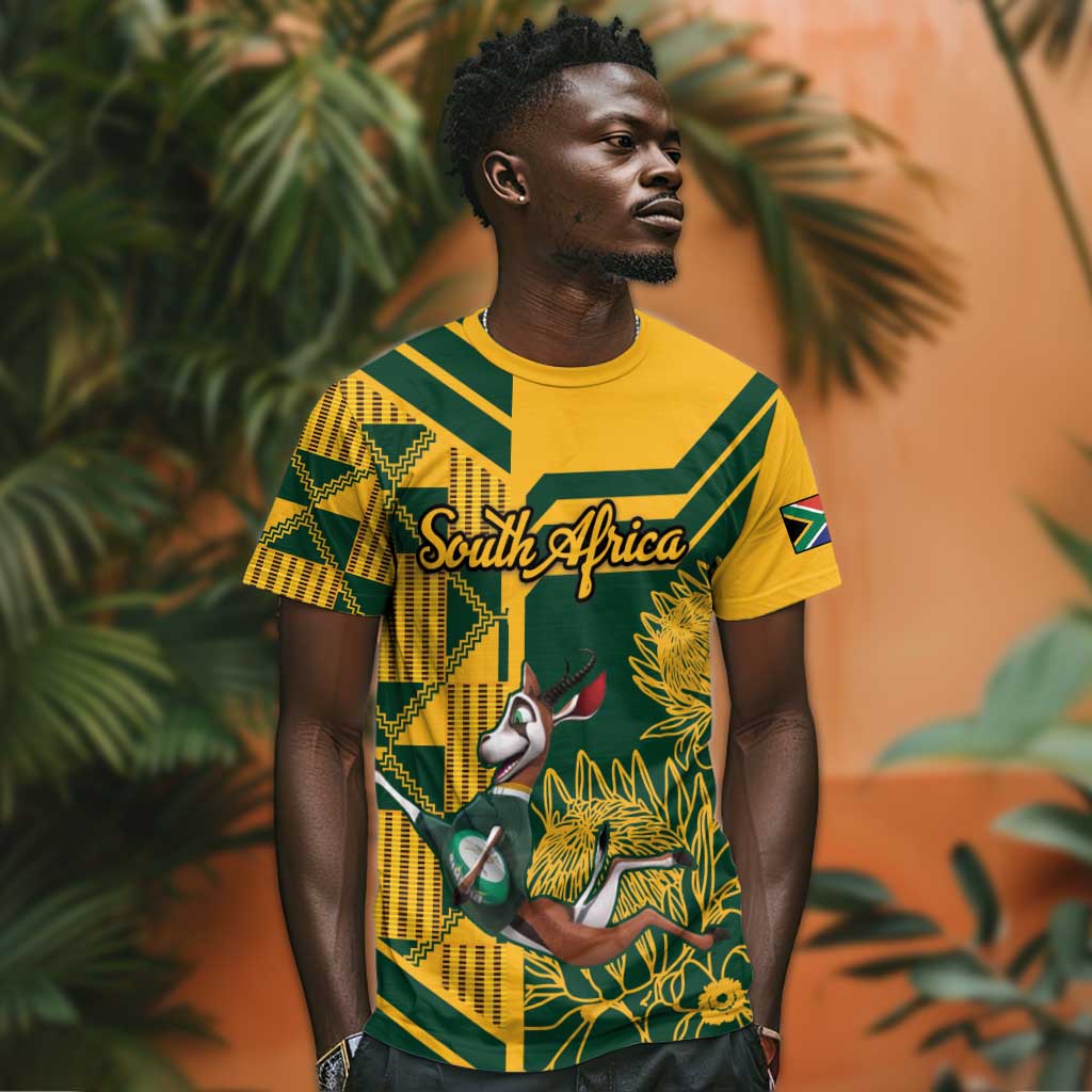 Custom South Africa Rugby T shirt Springboks With Protea Cynaroides