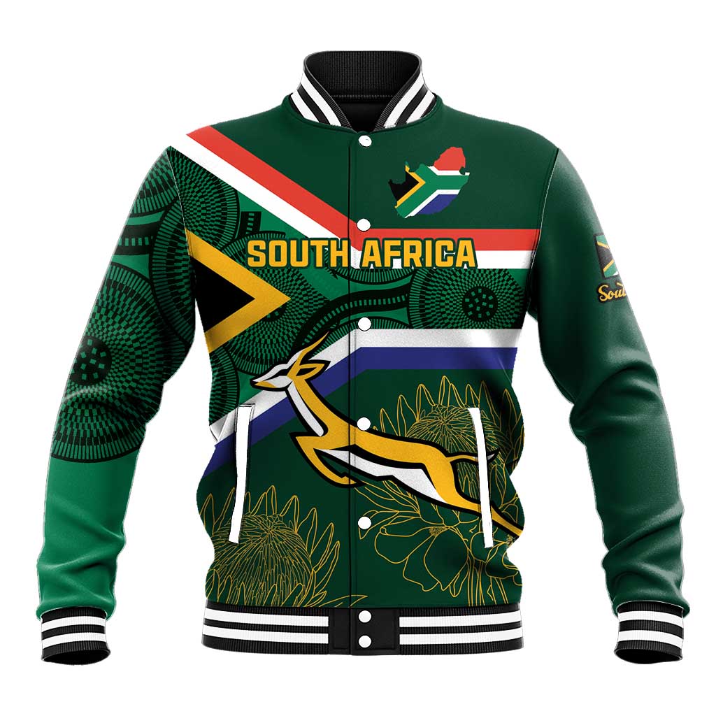 Custom South Africa Rugby Baseball Jacket Springboks Mascot African Pattern LT18