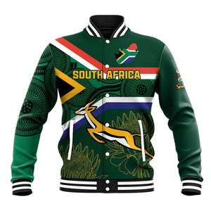 Custom South Africa Rugby Baseball Jacket Springboks Mascot African Pattern LT18