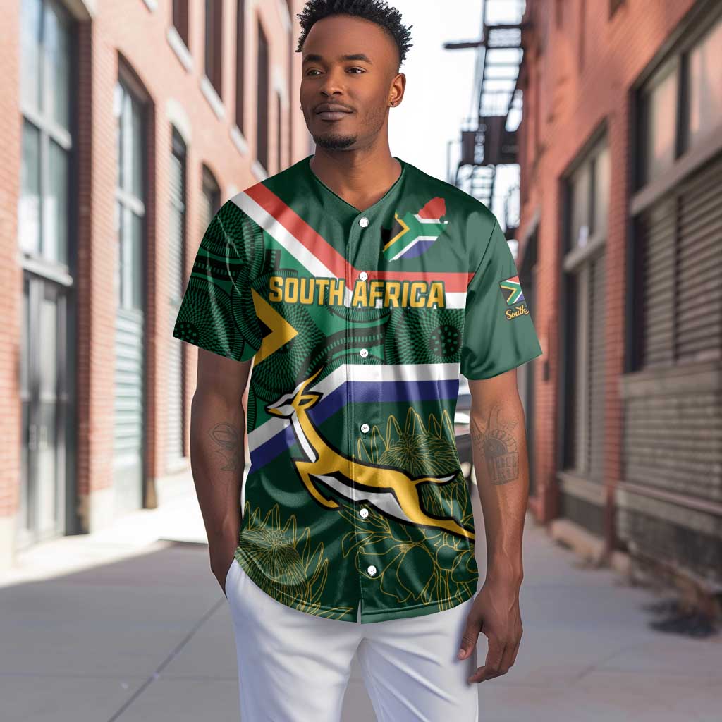 Custom South Africa Rugby Baseball Jersey Springboks Mascot African Pattern