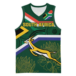 Custom South Africa Rugby Basketball Jersey Springboks Mascot African Pattern - African Pride