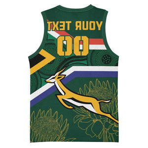 Custom South Africa Rugby Basketball Jersey Springboks Mascot African Pattern - African Pride