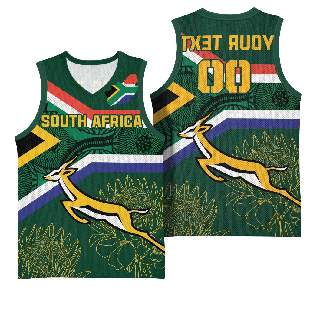 Custom South Africa Rugby Basketball Jersey Springboks Mascot African Pattern - African Pride