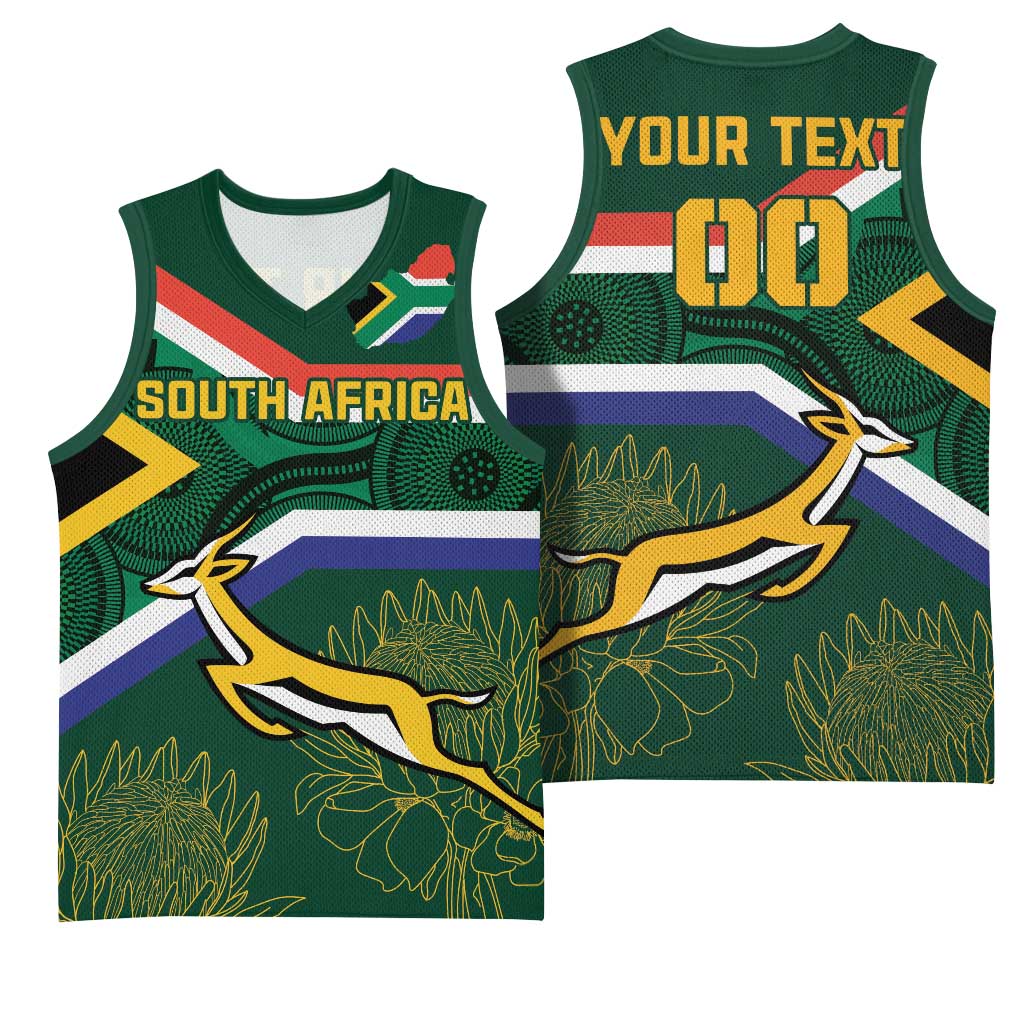 Custom South Africa Rugby Basketball Jersey Springboks Mascot African Pattern LT18