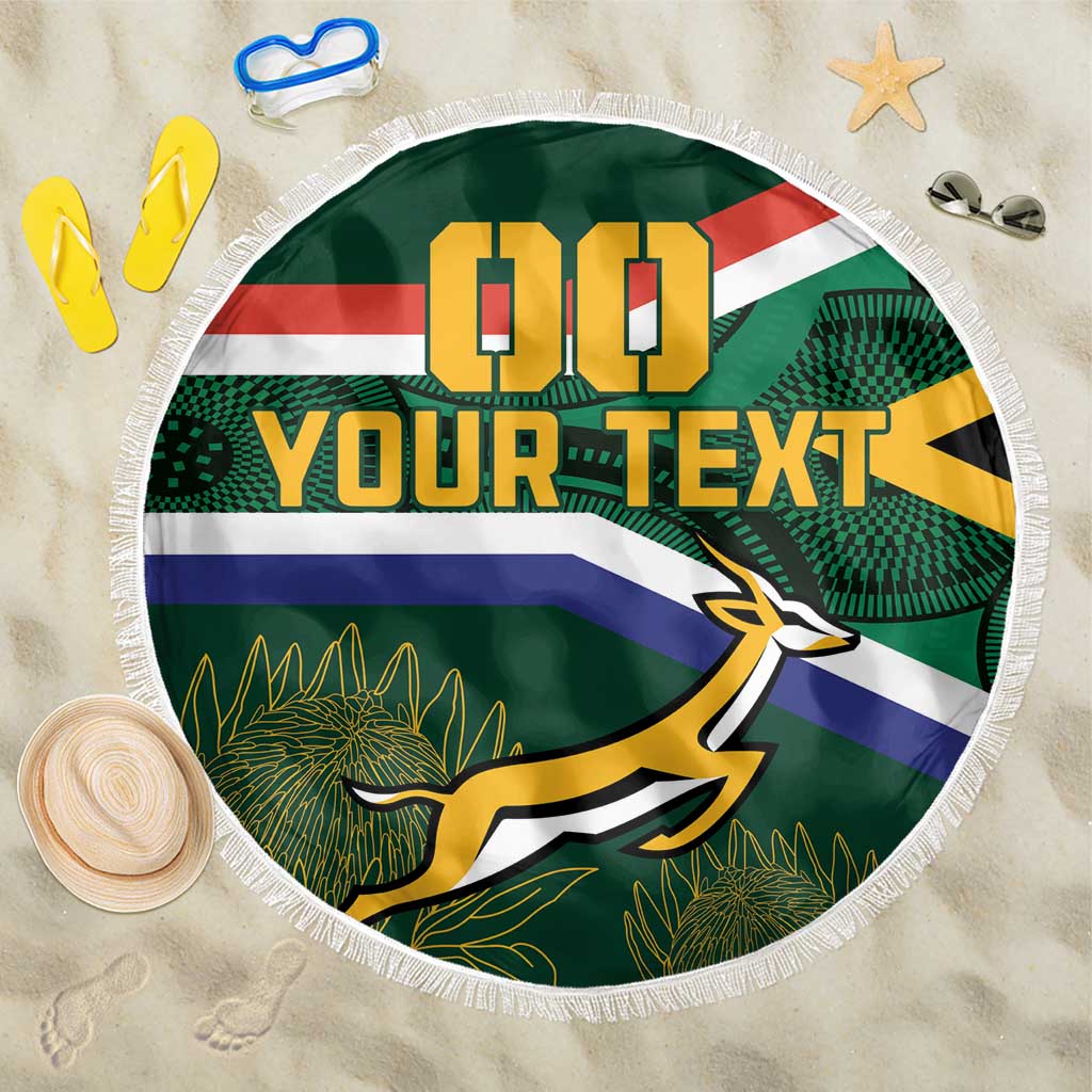 Springbok Rugby Repeated Pattern Custom South Africa Rugby Beach Blanket Springboks Mascot African ...