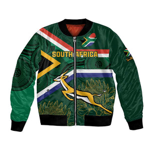 Custom South Africa Rugby Bomber Jacket Springboks Mascot African Pattern