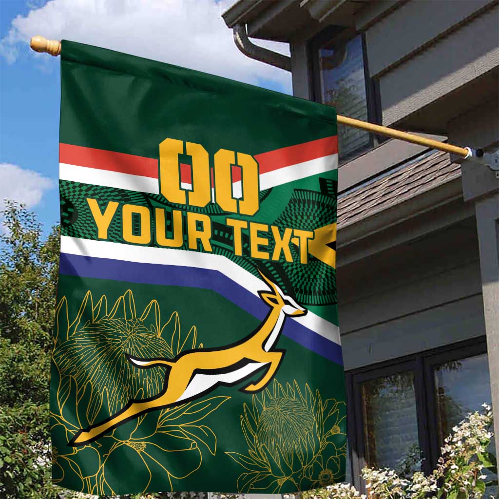 Custom South Africa Rugby Garden Flag Springboks Mascot African Pattern