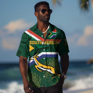 Custom South Africa Rugby Hawaiian Shirt Springboks Mascot African Pattern