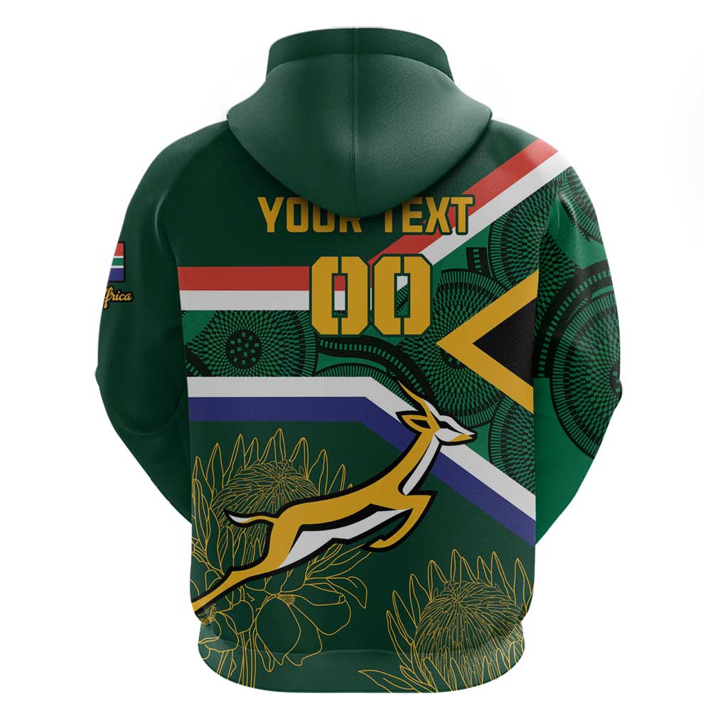 Custom South Africa Rugby Hoodie Springboks Mascot African Pattern