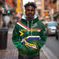 Custom South Africa Rugby Hoodie Springboks Mascot African Pattern