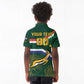 Custom South Africa Rugby Kid Polo Shirt Springboks Mascot African Pattern