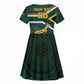 Custom South Africa Rugby Kid Short Sleeve Dress Springboks Mascot African Pattern