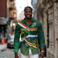 Custom South Africa Rugby Long Sleeve Button Shirt Springboks Mascot African Pattern