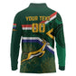 Custom South Africa Rugby Long Sleeve Polo Shirt Springboks Mascot African Pattern