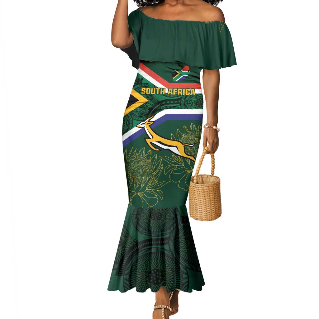 Springboks Pattern Custom South Africa Rugby Mermaid Dress Springboks Mascot African ...