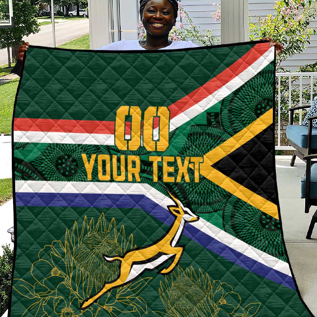 Custom South Africa Rugby Quilt Springboks Mascot African Pattern by ...