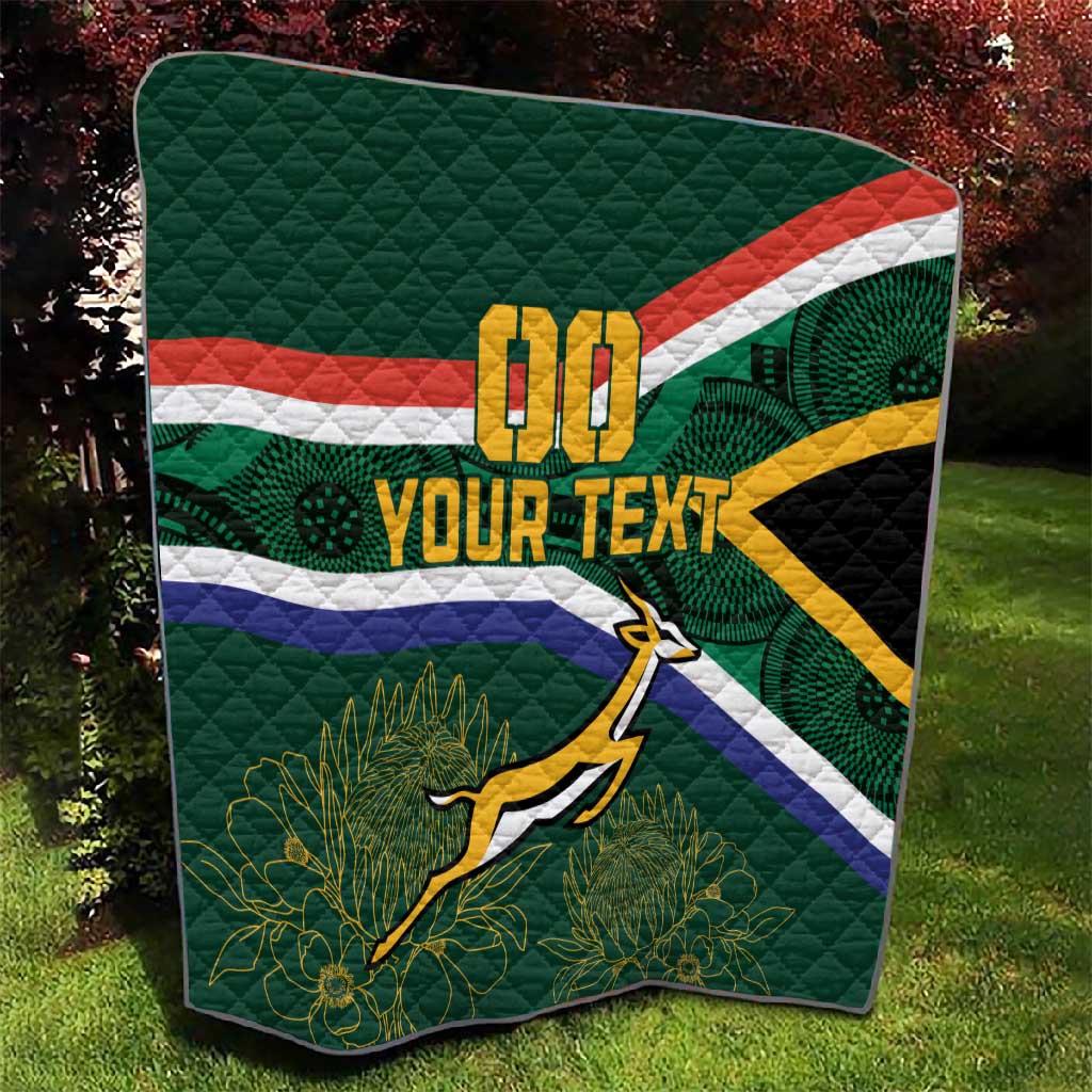 Custom South Africa Rugby Quilt Springboks Mascot African Pattern