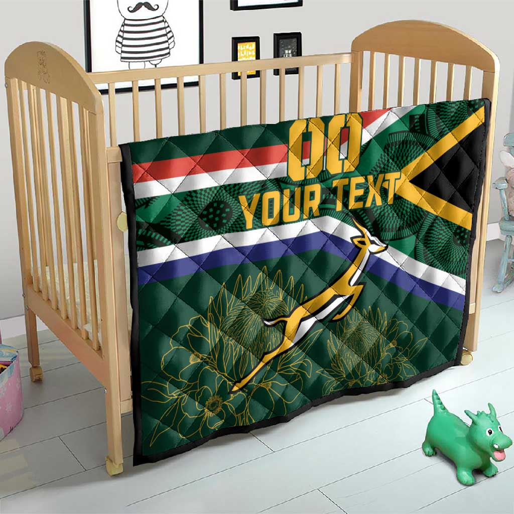 Custom South Africa Rugby Quilt Springboks Mascot African Pattern