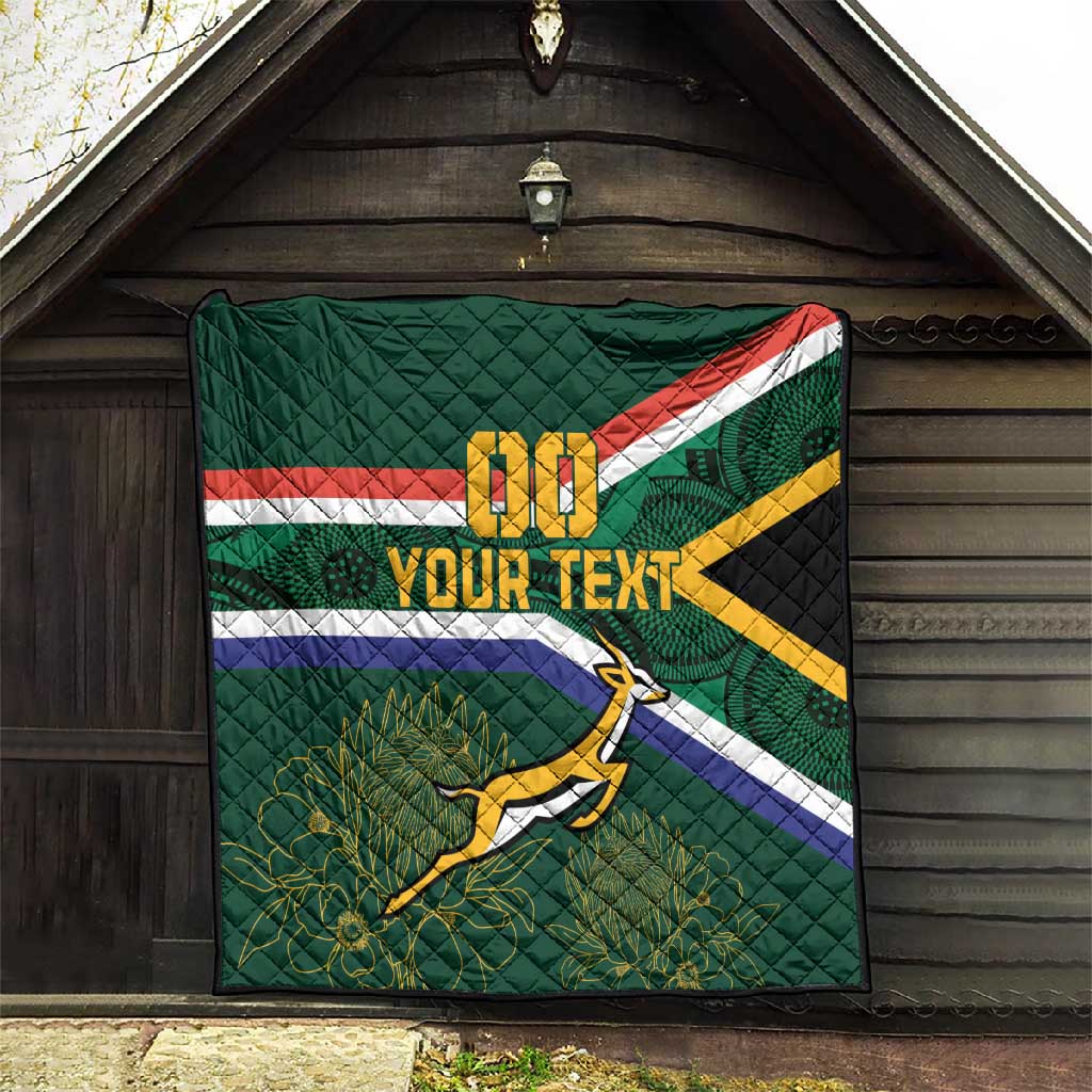 Custom South Africa Rugby Quilt Springboks Mascot African Pattern