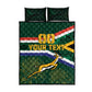 Custom South Africa Rugby Quilt Bed Set Springboks Mascot African Pattern