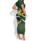 Custom South Africa Rugby Short Sleeve Bodycon Dress Springboks Mascot African Pattern LT18