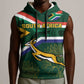 Custom South Africa Rugby Sleeveless Hoodie Springboks Mascot African Pattern - African Pride